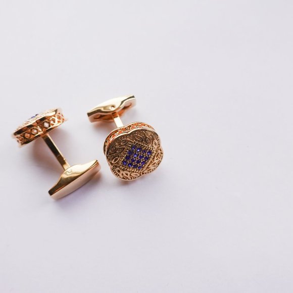 COPY - Wedding Cufflinks With Blue Swarovski Crystals - Picture 2 of 2